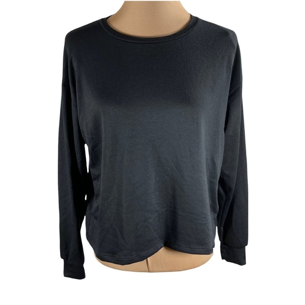 NWT Circle X Basic Black 3/4 Sleeve Cropped Tee S